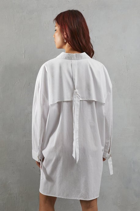 Poplin Tie Detail Relaxed Shirt Dress