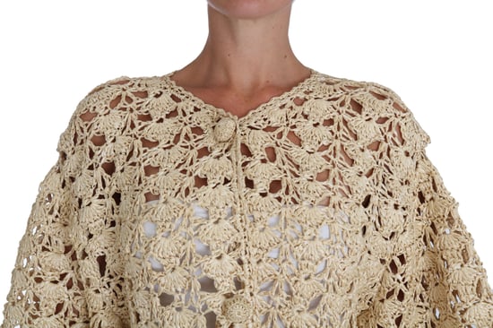 Dolce & Gabbana Women's Beige Cardigan Crochet Tricot Raffia Sweater - Image 2