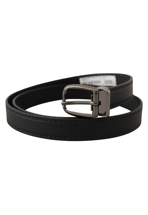 Dolce & Gabbana Men's Black Leather Metal Logo Buckle Belt