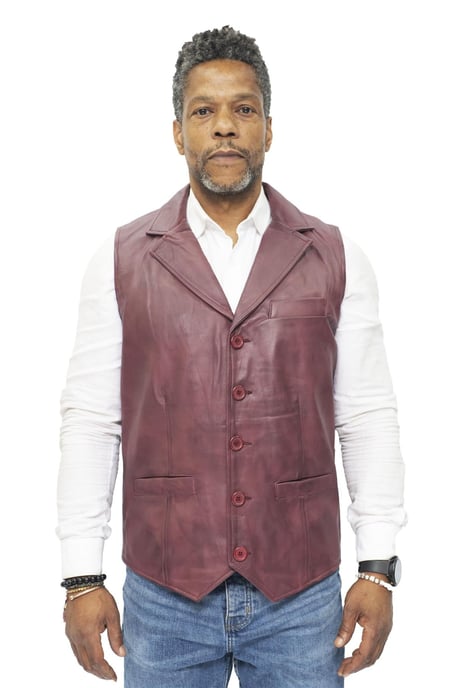 Mens Smart Classic Leather Waistcoat-Bristol