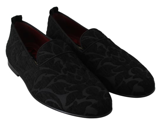 Dolce & Gabbana Schwarze Jacquard Ballerinas Hausschuhe Loafers Schuhe - Image 3