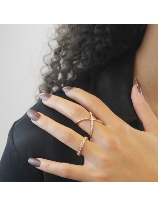 X Duo Ring - Roségold und Kristall - Image 2