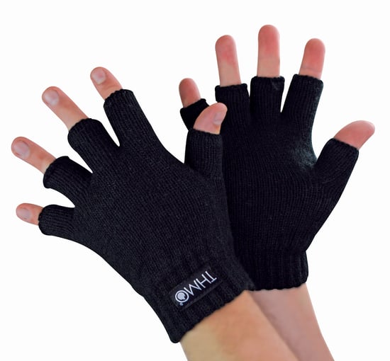 Kinder Winter Fingerlose Handschuhe | THMO | Thermal Warm Fleece gefüttert Thinsulate Handschuhe für Kinder - Schwarz - Image 1