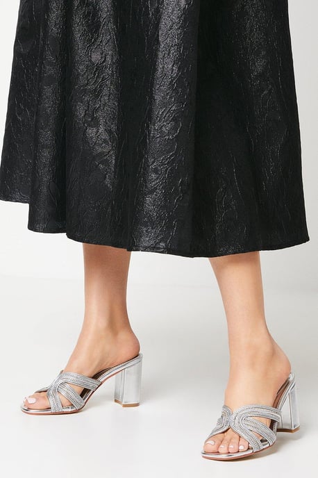 Tibago Diamante Rope Detail Heeled Mule Sandals