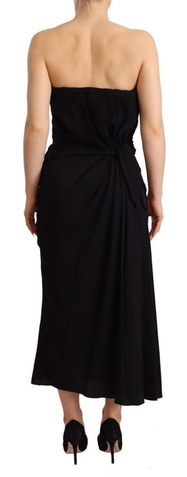 Dolce & Gabbana Damen Schwarzes Seidenfreies Midi-Kleid - Image 4