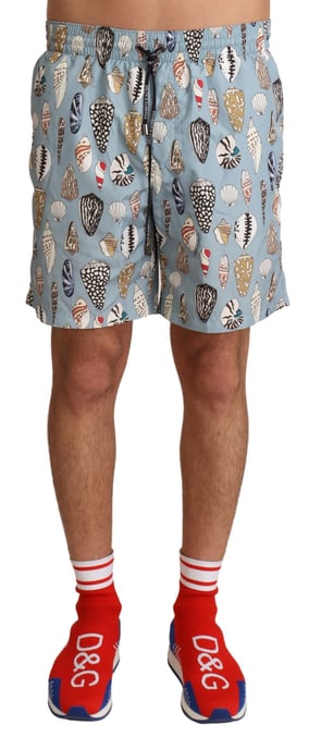 Dolce & Gabbana Hommes Blue Seashell Beachwear Swimwear Shorts - Image 1