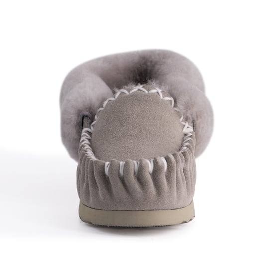 Aus Wooli "Waterloo" Australia Hand Stitched Women's Sheepskin Moccasin, Light Grey