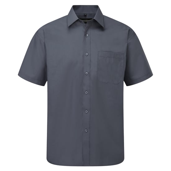 Russell Collection Herren Kurzarmhemd aus pflegeleichter Poly-Cotton-Popeline (Convoy Grau) - Image 1