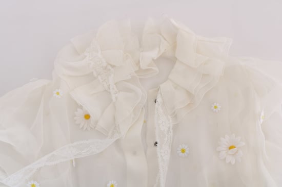 Dolce & Gabbana Weiße Gänseblümchen Applikation Seidenhemd - Image 5
