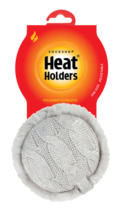 Heat Holders Damen Winter warme gestrickte Ohrenschützer | Kunstpelz | Hellgrau für kaltes Wetter - Image 2