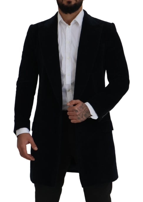 Dolce & Gabbana schwarzer Baumwoll-Cardigan langer Mantel Herrenjacke - Image 4