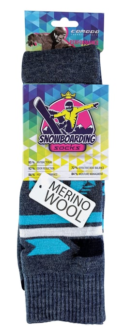 COMODO - Chaussettes Hautes de Snowboard Ski pour Hommes, Femmes - Gris Moyen - Image 2