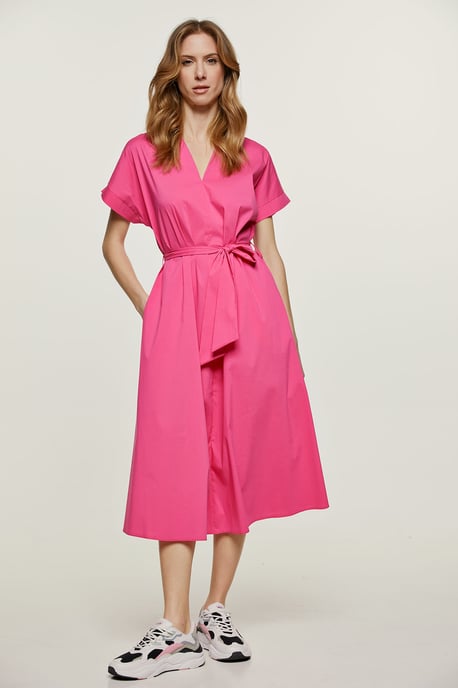 Fuchsia A Line Midikleid mit Gürtel - Image 1