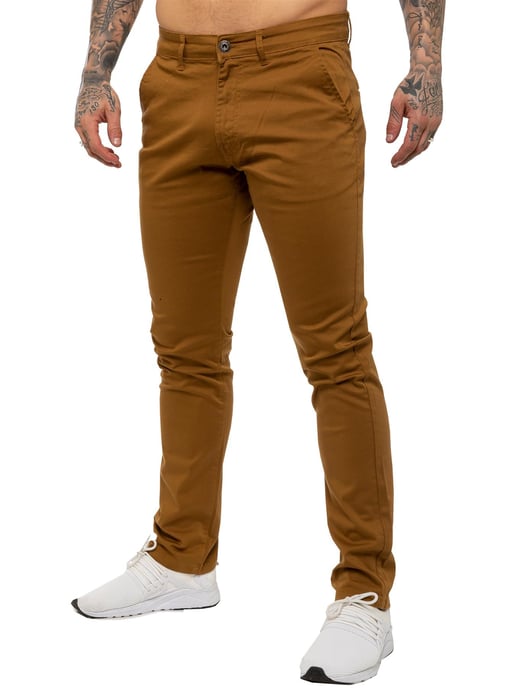 Enzo | Herren Slim Fit Stretch Chino Jeans - Braun - Image 1