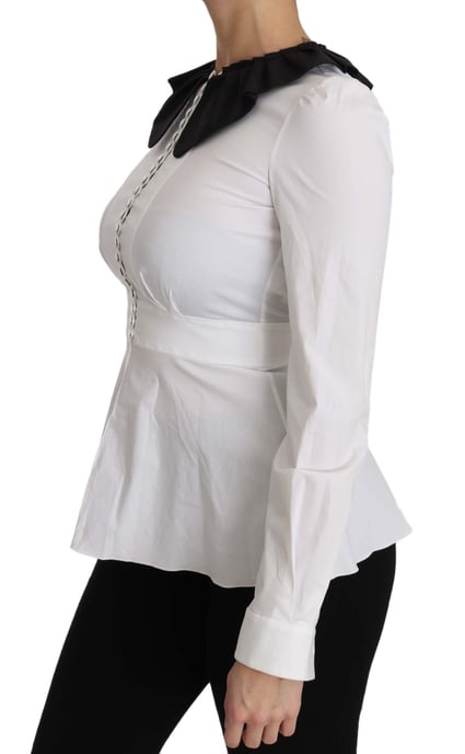 Dolce & Gabbana Weiße Kragen Baumwoll Langarmbluse Top - Image 6