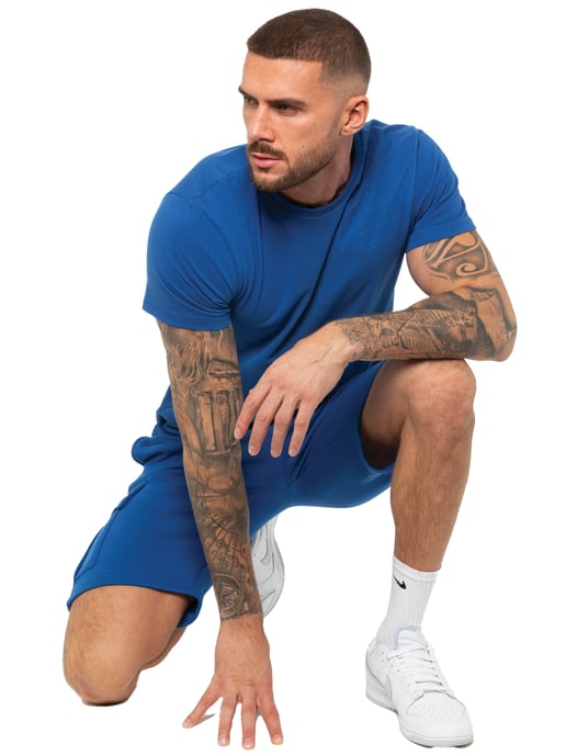 Enzo | Herren T-Shirt Trainingsanzug mit Shorts Set - Blau - Image 6
