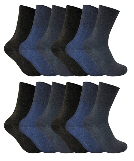 12 Pack Damen nicht elastische thermische diabetische Socken | Socken Snob | Frauen Soft Top Socken für schlechte Durchblutung - dunkelblau - Image 1