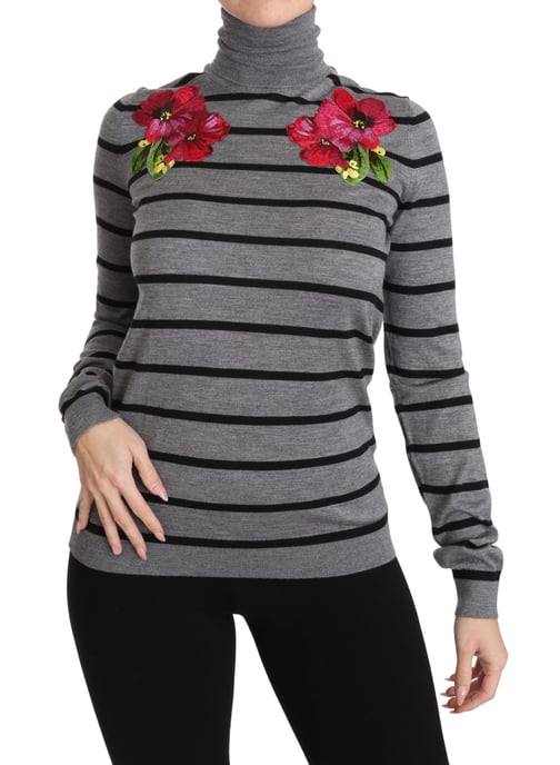 Dolce & Gabbana - Pull à col roulé en cachemire et soie gris pour femme - Image 4