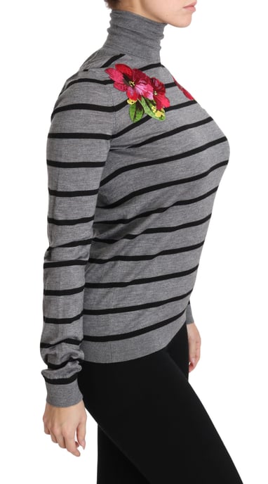 Dolce & Gabbana - Pull à col roulé en cachemire et soie gris pour femme - Image 5