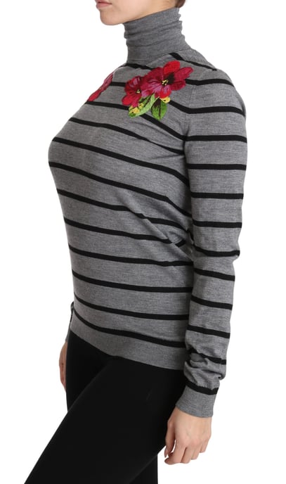 Dolce & Gabbana - Pull à col roulé en cachemire et soie gris pour femme - Image 6