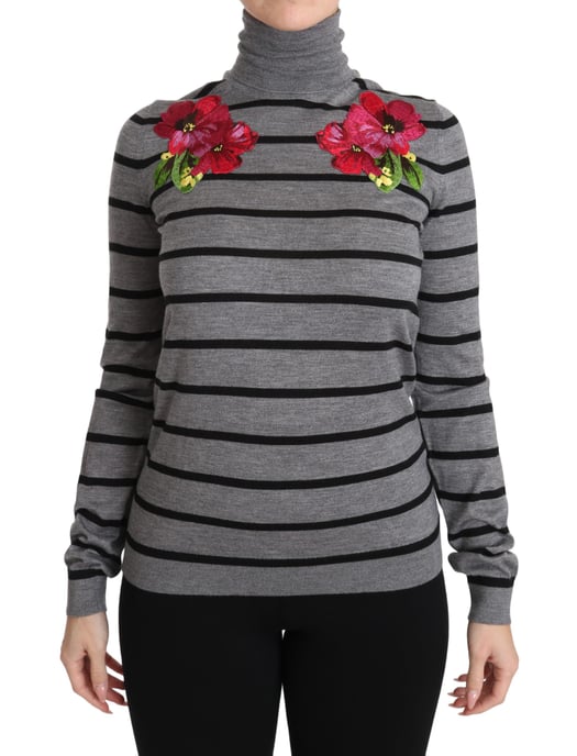 Dolce & Gabbana - Pull à col roulé en cachemire et soie gris pour femme - Image 1