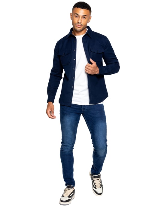 Enzo | Herren strukturiertes Überhemd - Navy - Image 6