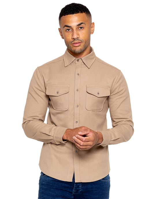 Enzo | Herren strukturiertes Überhemd - Sand - Image 3