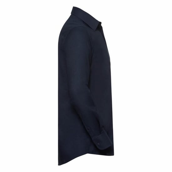 Russell Collection Mens Long Sleeve Easy Care Tailored Oxford Shirt (Bright Navy)