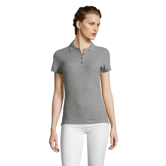 SOLS Womens/Ladies People Pique Kurzarm-Poloshirt aus Baumwolle (Grau meliert) - Image 5