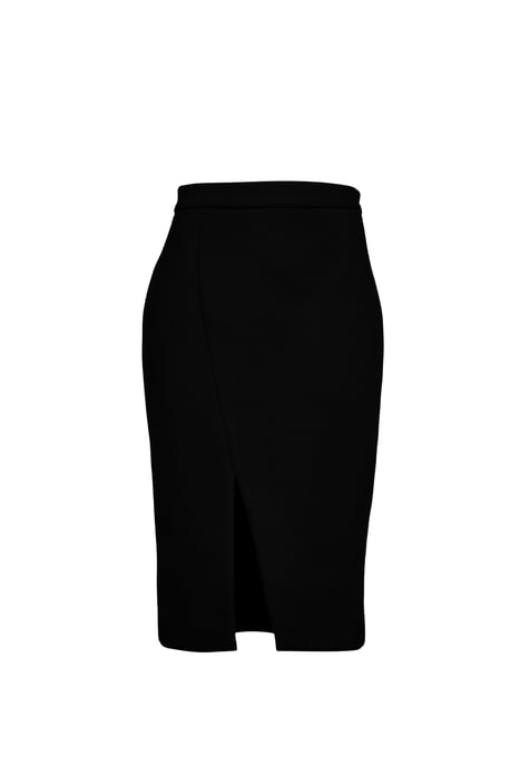 Black Faux Mouflon Pencil Skirt