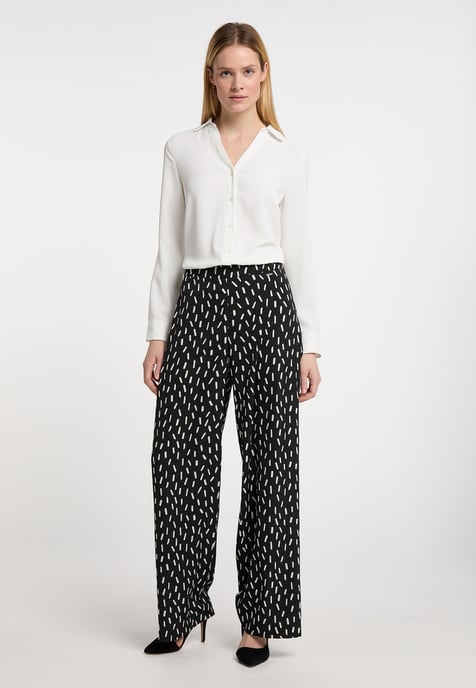 Dreimaster Stoffhose Damen schwarz-wollweiß - Image 2