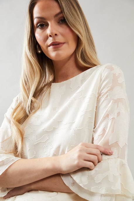 Jacquard Frill Sleeve Top