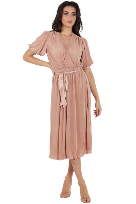 Midikleid mit kurzen Ärmeln und Plisseewickelung - Image 1