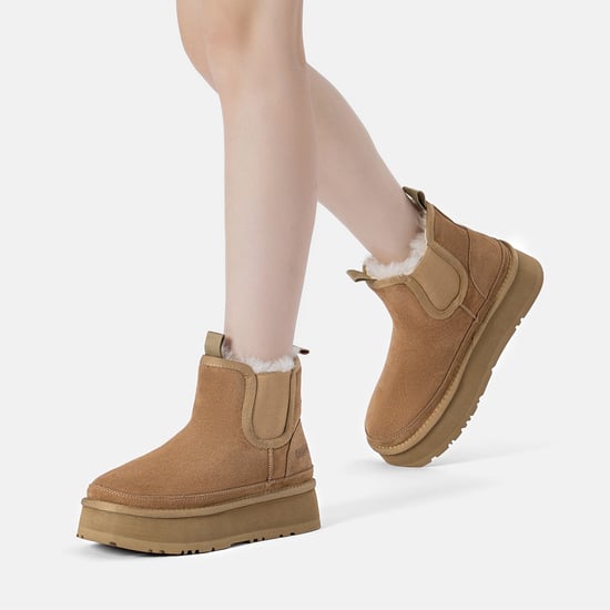 EVER AU Damen Leder Plateau Kurzstiefel Chelsea - Shoveler - Image 2