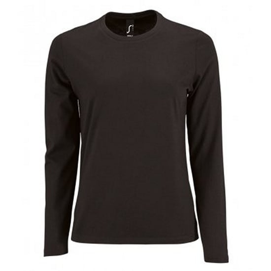 SOLS Damen T-Shirt Imperial, langärmlig (Schwarz) - Image 1