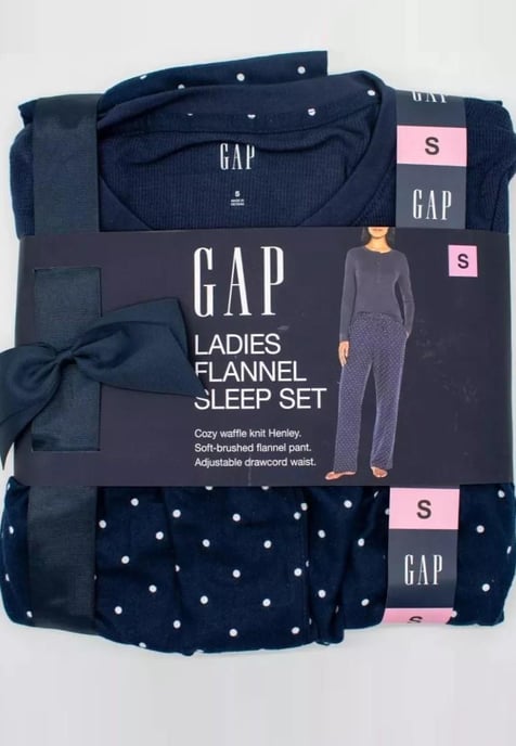 GAP Damen Pyjama Flanell Schlaf Set in Navy Polka Dot - Image 6