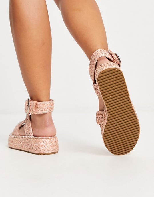 ASOS DESIGN Wide Fit Journey raffia espadrille in pink - Image 2