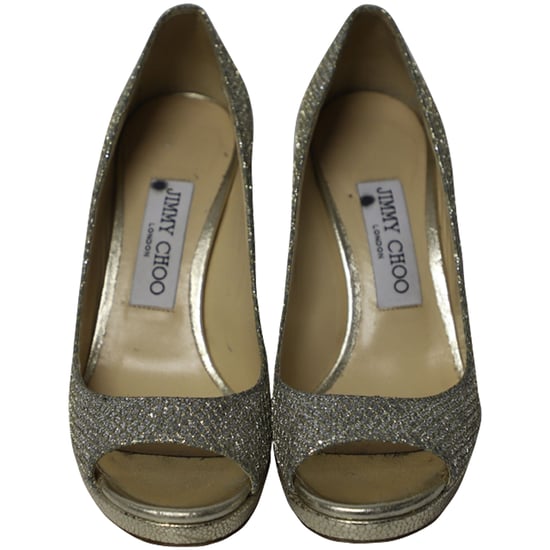 Jimmy Choo Metallic Luna Offene-Toe-Pumps aus goldfarbenem Leder - Image 2