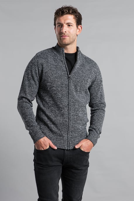 Black Recycled Cotton Blend Zip-Through Cardigan