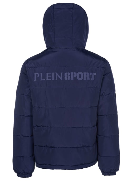 Plein Sport Bold Back Logo Wattierte Jacke in Marineblau - Image 4