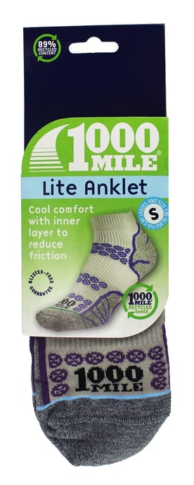 1000 Mile - Damen Lite Knöchelsocken Doppel-Layer Laufstrümpfe - Silber / Royalblau - Image 2