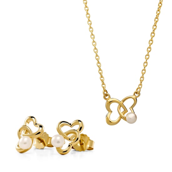 Orphelia 'Lili' Damen 925 Sterling Silber Set: Kettenanhänger + Ohrringe - Gold SET-7513/G - Image 1