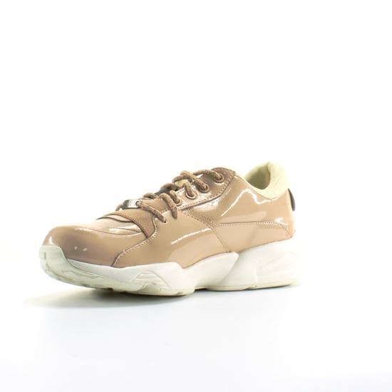 Puma Trinomic R698 Nude Patent Leather Womens Lace Up Trainers 362274 01