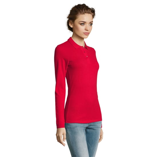 SOLS Womens/Ladies Perfect Langarm-Pique-Poloshirt (Rot) - Image 6