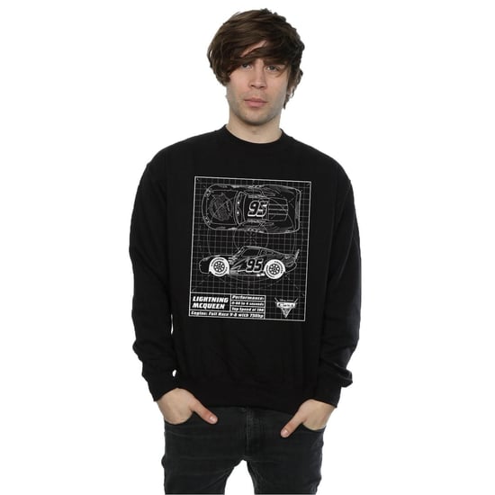 Disney Mens Cars Lightning McQueen Blueprint Sweatshirt (Black)
