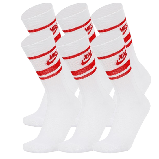 Nike DX5089 Unisex Dri-FIT Sportswear Everyday Essential Crew Socks (6 Pair) White