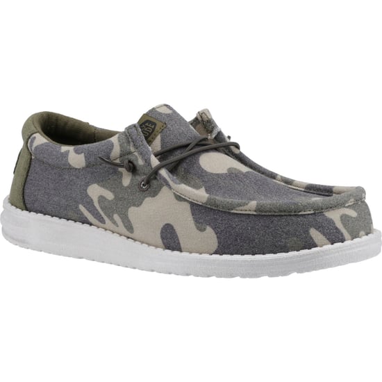HEYDUDE Wally Washed Camo Polyester Herren Camo Bootsschuhe - Image 1
