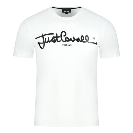 Just Cavalli Logo Unterschrift Weißes T-Shirt - Image 1