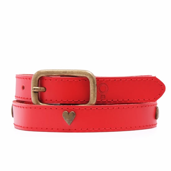 Womens Red Leather Belt