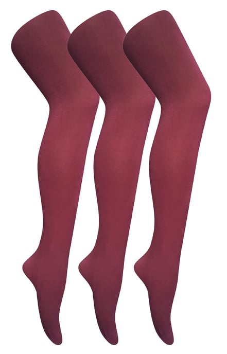 3 Paar Multipack Damen farbige undurchsichtige 80 Denier Strumpfhosen | Sock Snob | einfarbige Blockfarbe Strumpfhosen - Burgund - Image 1